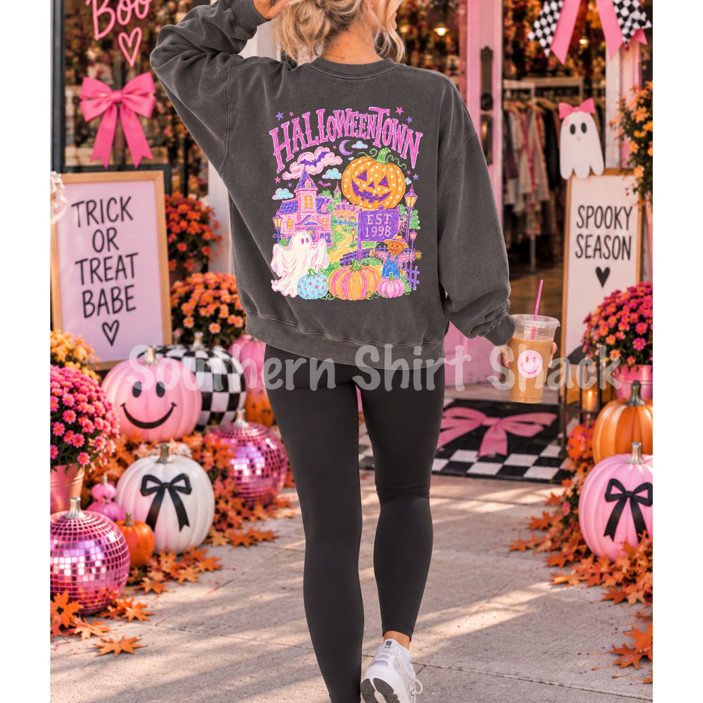 Pink Hallowe3ntown | Pepper Comfort Colors Sweatshirt