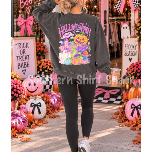 Pink Hallowe3ntown | Pepper Comfort Colors Sweatshirt