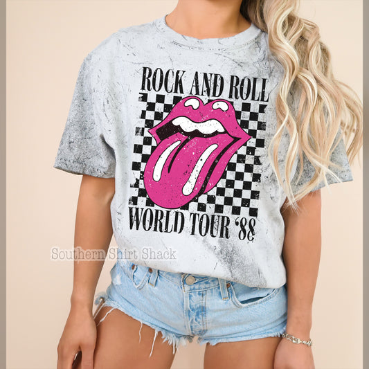 Rock n Roll acid wash cc tee