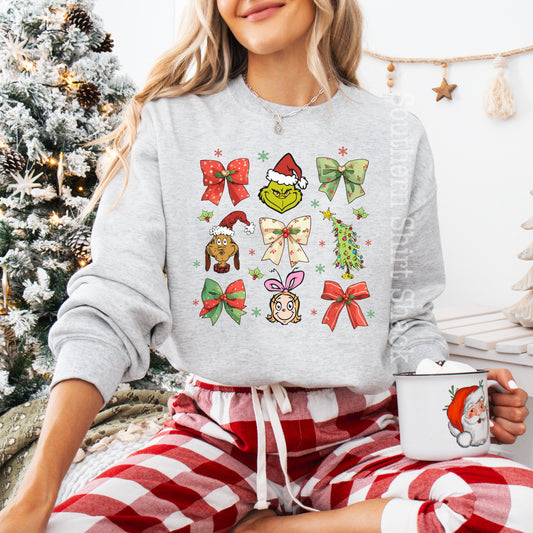 Coquette Grinch | Ash Gray Sweatshirt