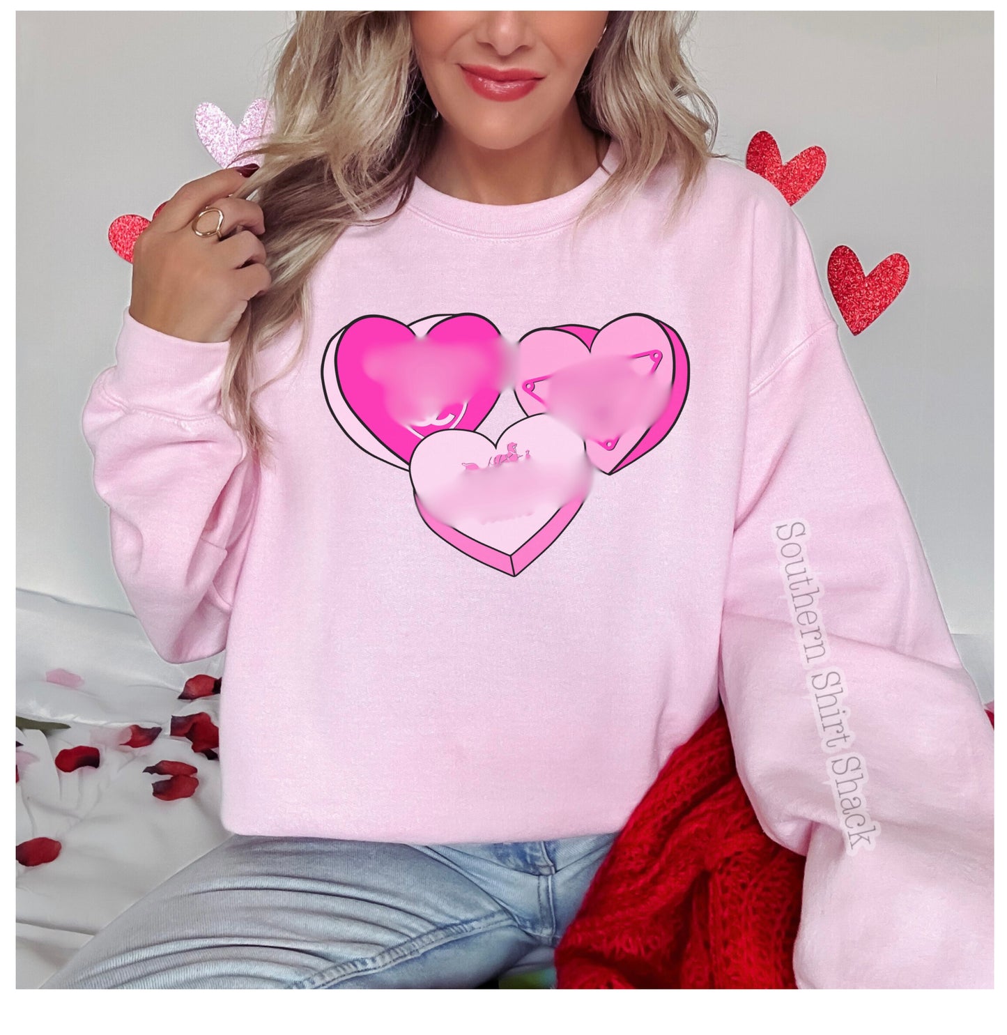 Fancy Pink Hearts Sweatshirt