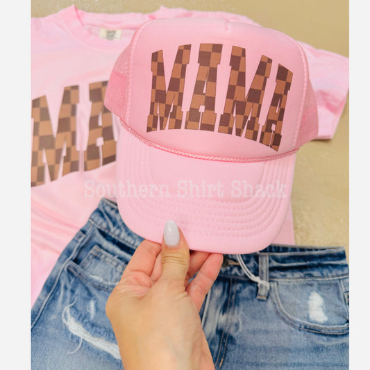 Checkered Mama Trucker Hat