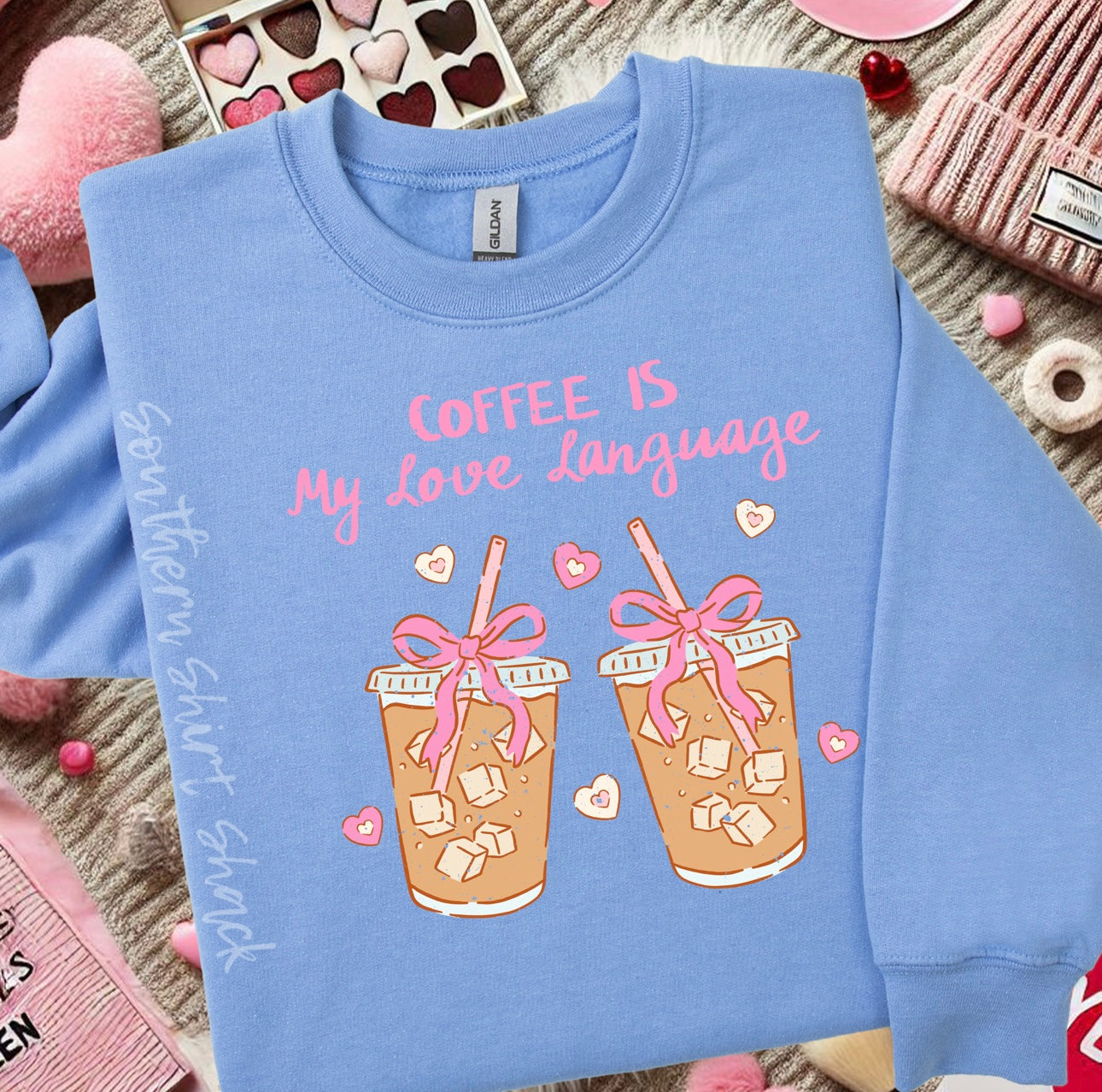 Coffee is my love language Sweatshirt | Carolina Blue