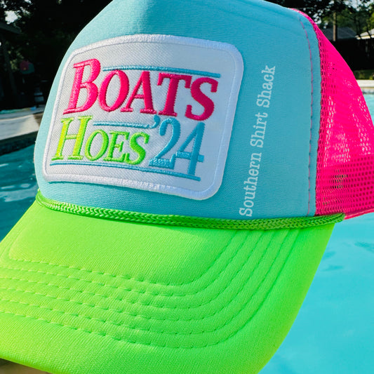 Boats Hoes ‘24 Neon Color Block Trucker Hat