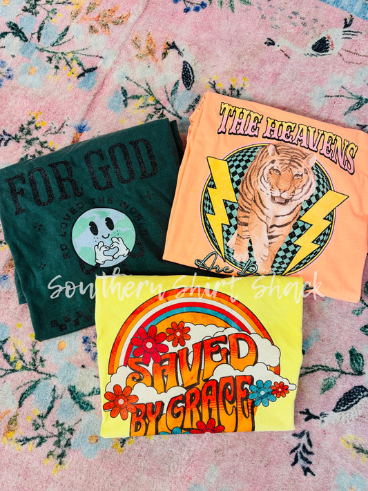 2/32.99 Faith Based Comfort Colors Mystery Tees |