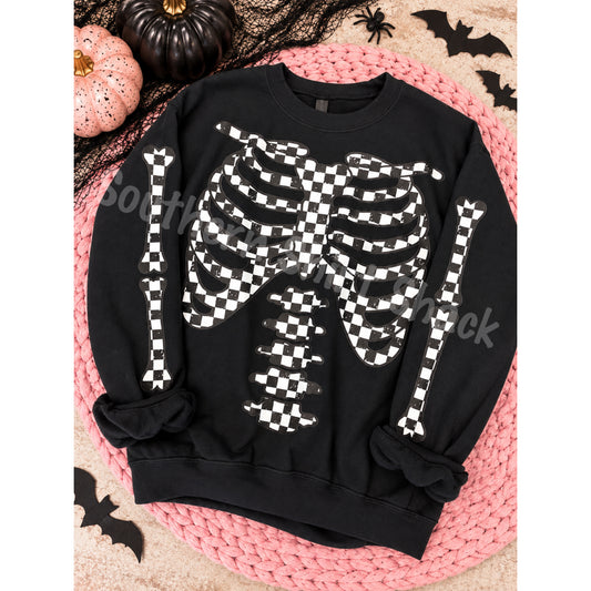 Checkered Skelly Bones Sweatshirt