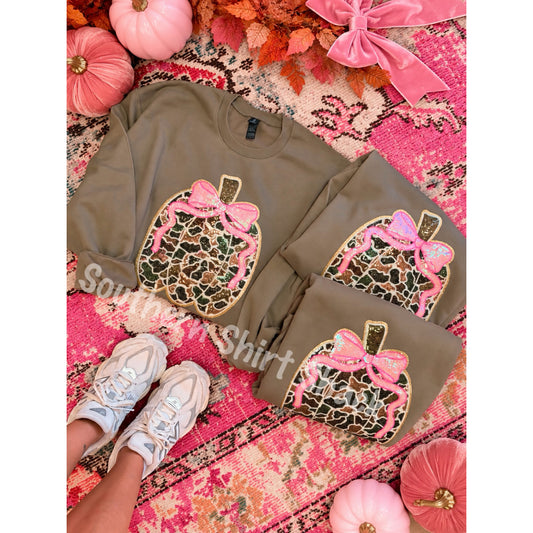 Sequin Camo Pumpkin Patch Brown Gildan Softstyle Sweatshirt
