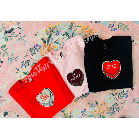 Girly Pop Soda Heart Patch Sweatshirt