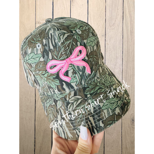 Simple Pink Bow Camo Hat | Mattei Mom Collection