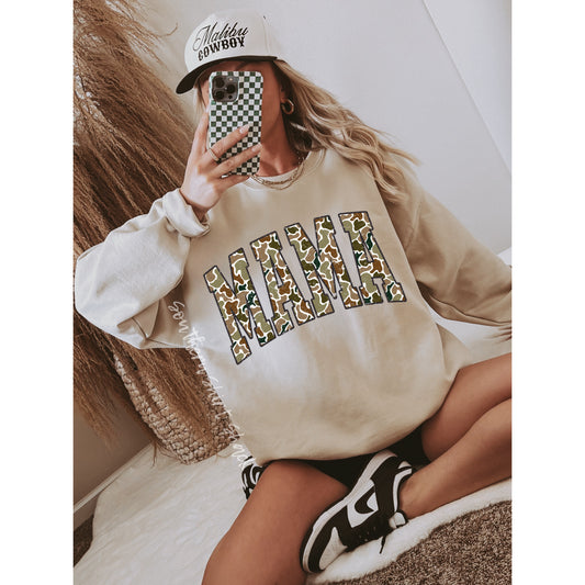 Tan Old Camo Mama Sweatshirt | Sand