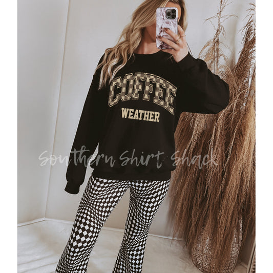 Checkered Coffee Weather | Black Sweatshirt