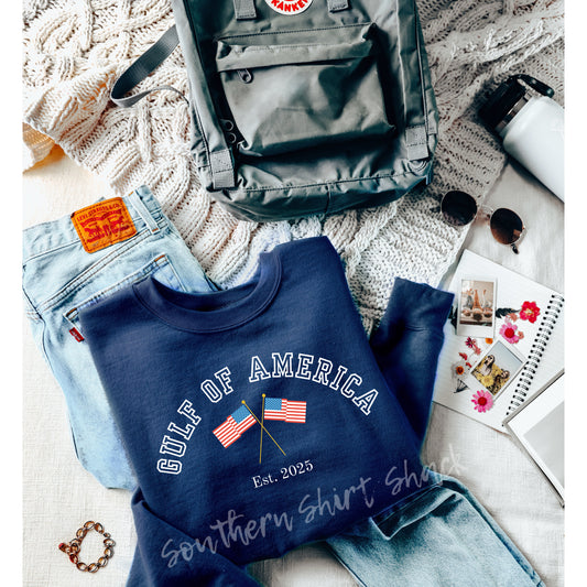 Varsity Gulf of America Flag Sweatshirt | Navy