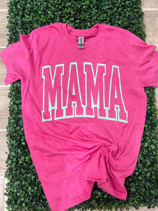 Mama varsity tee Pink & Mint