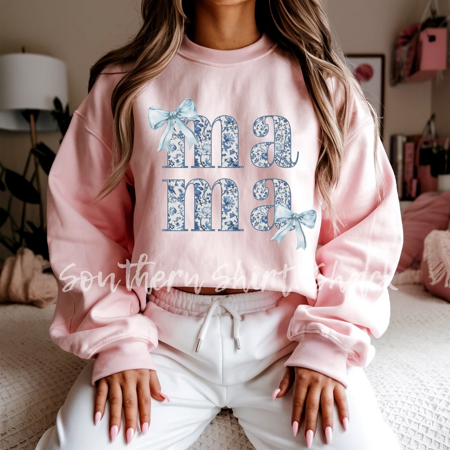 Grand Millennial Floral Mama Light Pink Sweatshirt