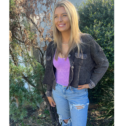 Sidney Cropped Button Up | black | ready to ship