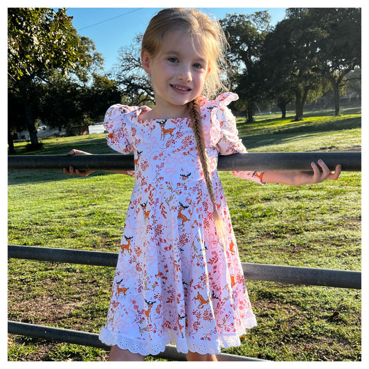 Pretty Reindeer Ruffle Dress | toddler size