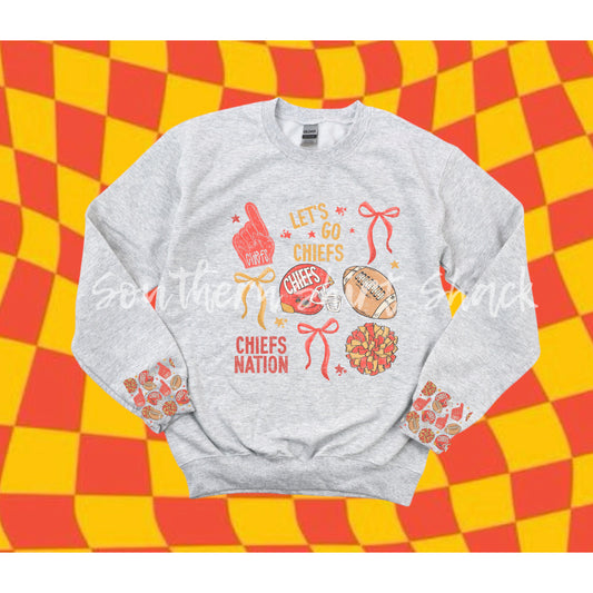 Chiefs Collage Sweatshirt with Sleeve Detail | READY TO SHIP
