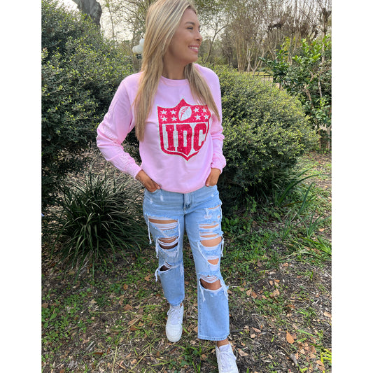 Pink IDC football sweatshirt