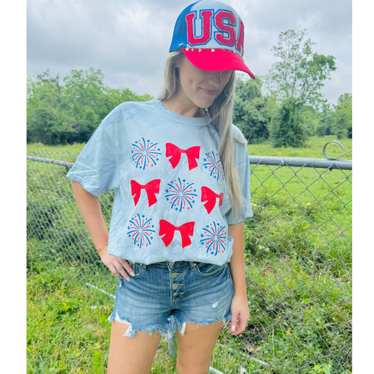 Fireworks & Bows acid wash Comforts Colors Tee