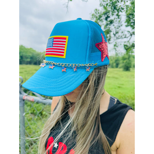 Preppy & Patriotic red white & blue Trucker Hat