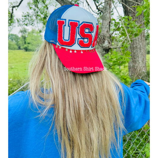 USA chenille patch Trucker Hat | ready to ship as of 6/21 and forward