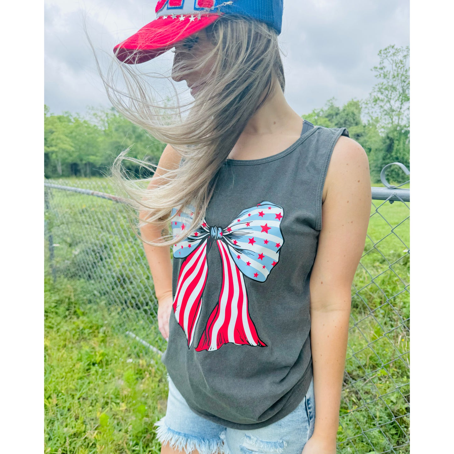 Preppy America Bow Comfort Colors Tank