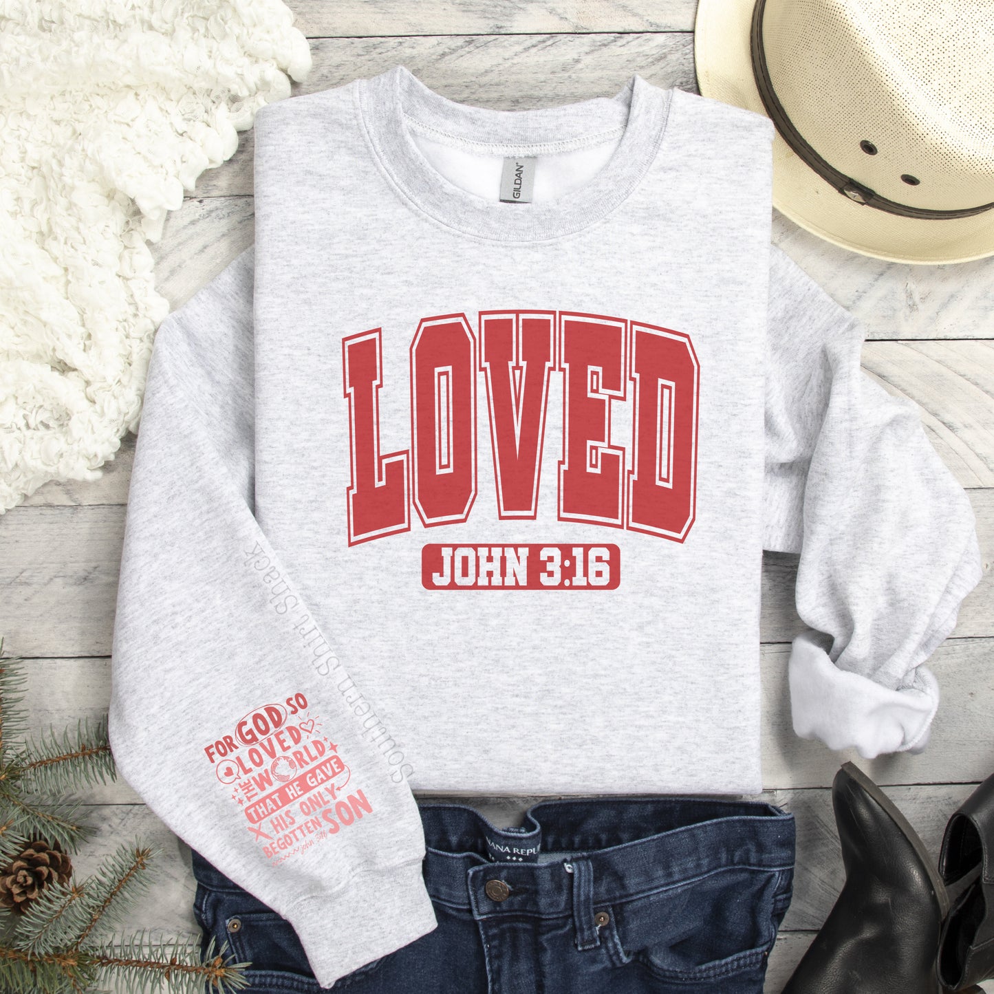 Loved | John 3:16 | Sweatshirt with sleeve detail