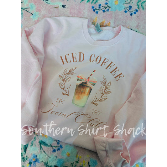 Coquette Iced Coffee Social Club Sweatshirt | Light Pink
