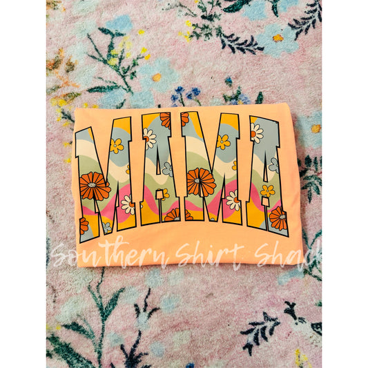 Retro Groovy Mama | Cantelope comfort colors tee