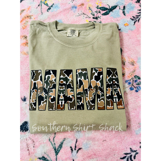 Duck Camo Mama | Sandstone comfort colors tee