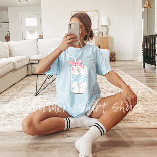 Fancy Floral Dr.P Comfort Colors tee | Light Blue