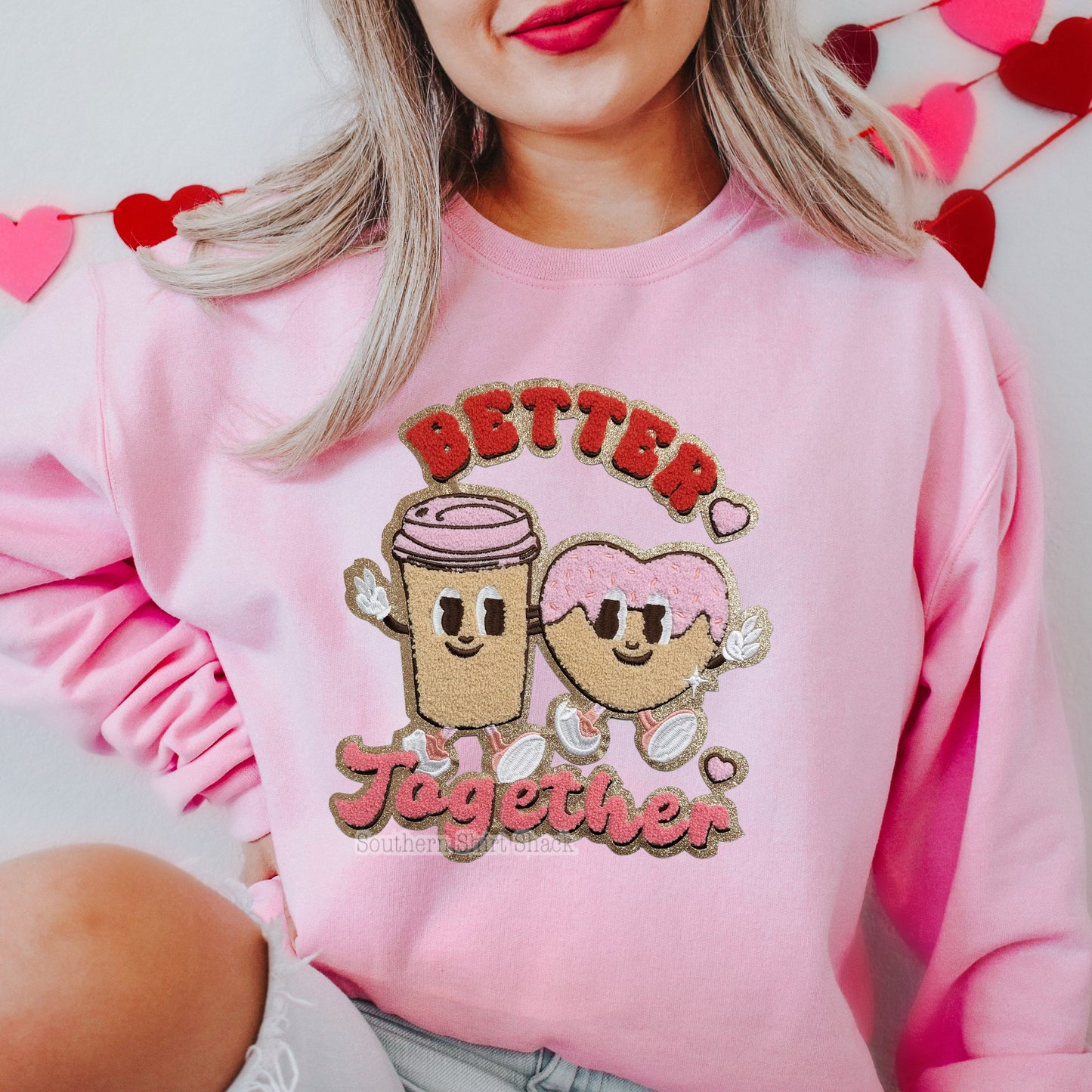 Better Together Coffee & Donut Chenille Patch Sweatshirt