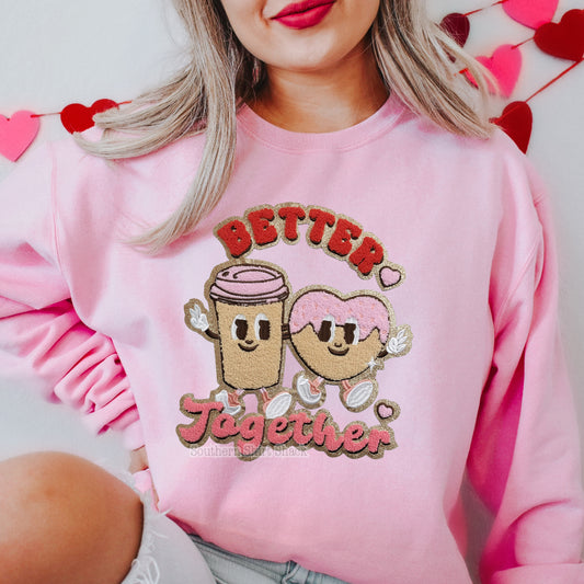 Better Together Coffee & Donut Chenille Patch Sweatshirt