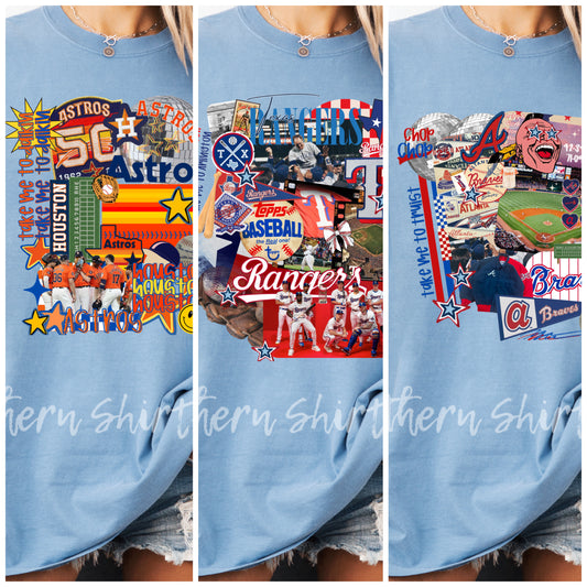 Baseball Sports Team Collage Comfort Colors tee | Blue Jean