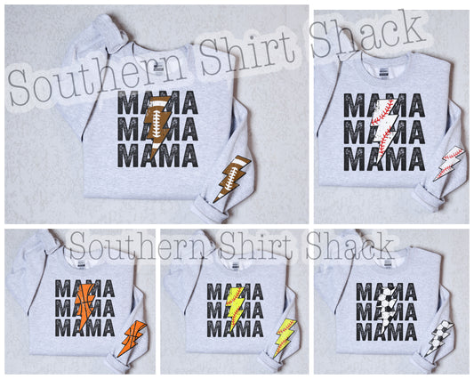 Sports Mama Lightning Bolt Sweatshirt with sleeve detail