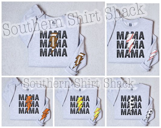 Sports Mama Lightning Bolt Sweatshirt with sleeve detail