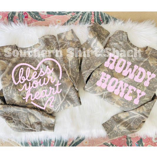Bless Your Heart | Howdy Honey  Deadwood Camo Sweatshirt