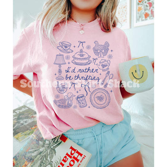 I’d rather be thrifting Comfort Colors tee | Blossom
