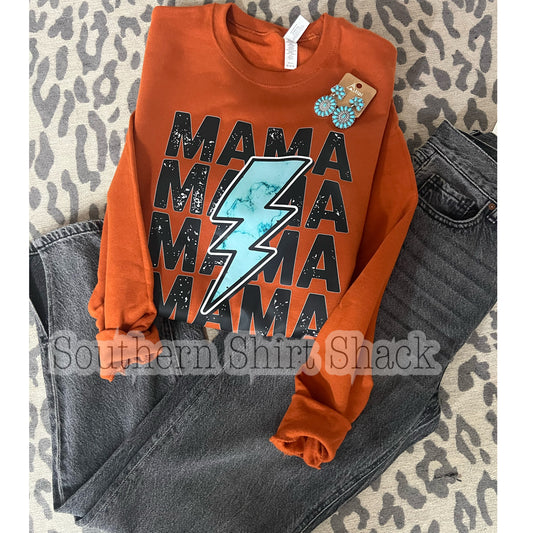 Turquoise Mama Lightning Bolt Sweatshirt