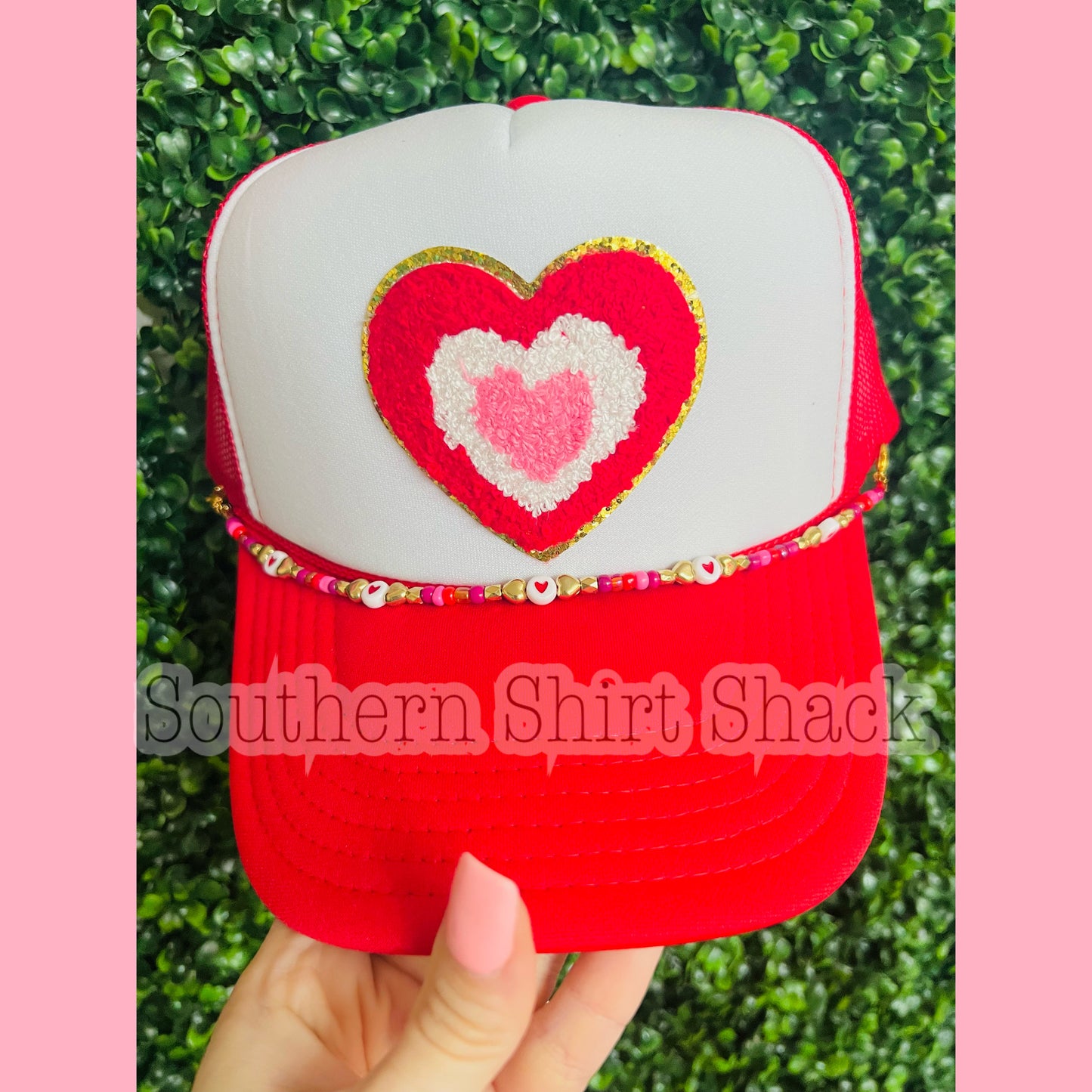 Groovy Heart Patch Trucker Hat with Hat Charm
