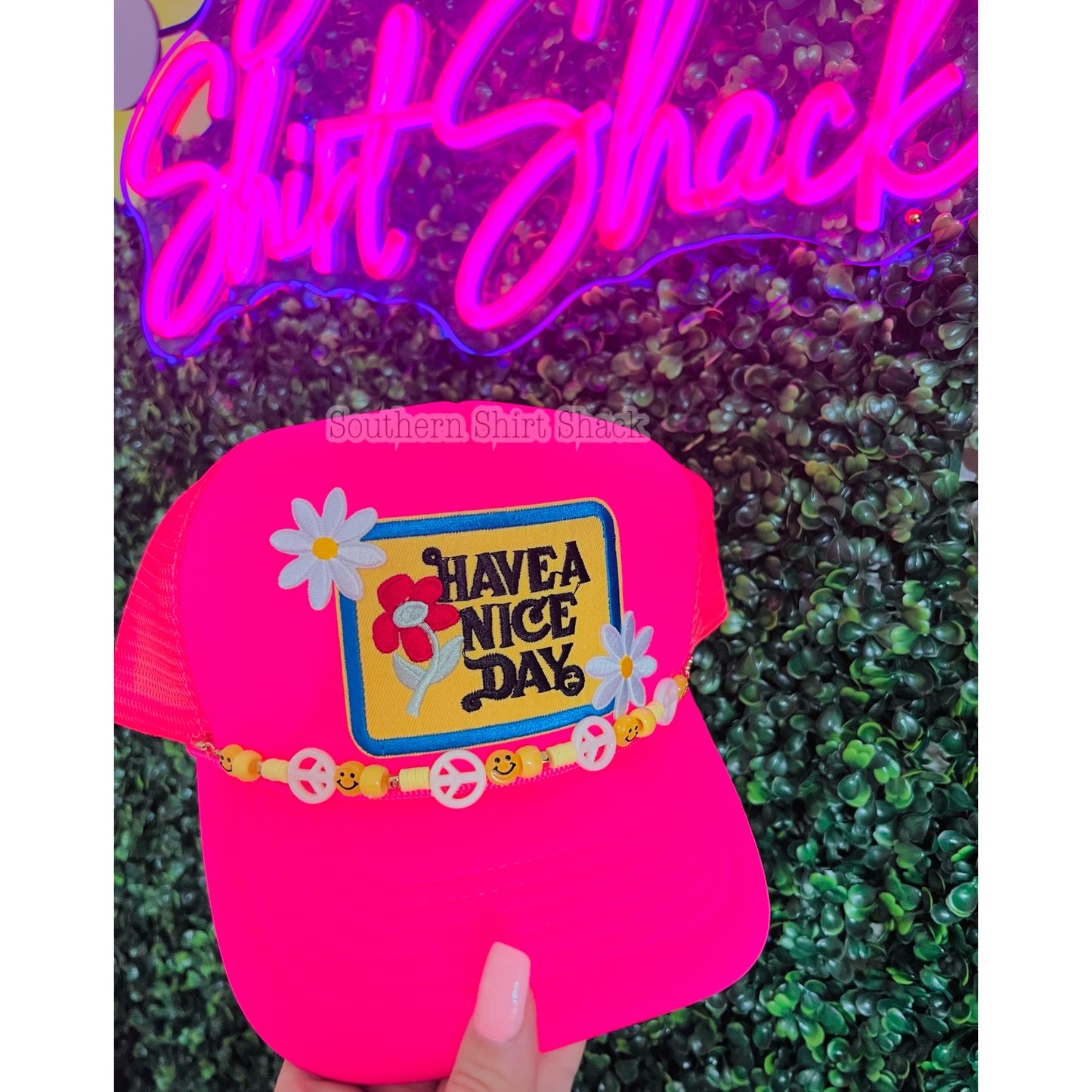 Have a Nice Day Trucker Hat with Hat Charm