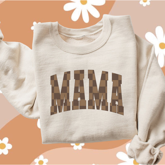 Brown Checkered Mama Sweatshirt