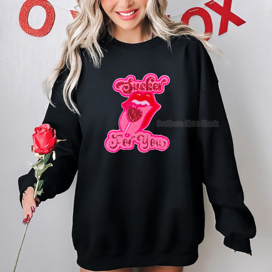 Sucker For You Chenille Patch Sweatshirt