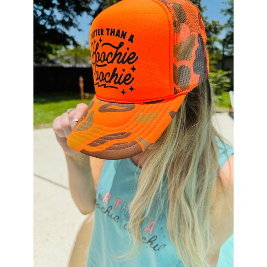 Hotter than a Hoochie Coochie camo trucker hat