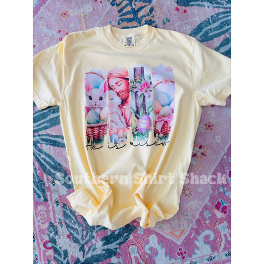 Watercolor Jesus ~ he is risen Comfort Colors Tee | Banana