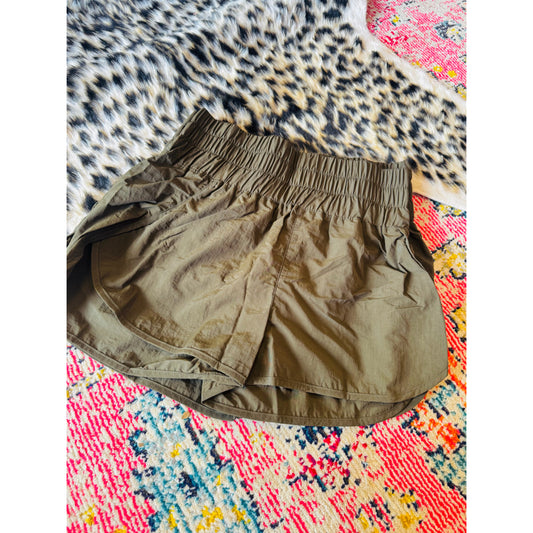 Olive windbreaker shorts