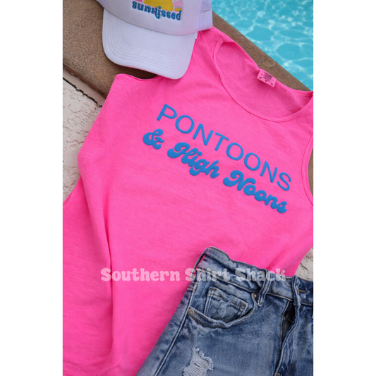 Neon Pink Pontoons & N00Ns PUFF Comfort Colors Tank