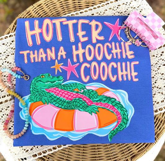 Preppy Alligator hotter than a hoochie coochie Comfort Colors tee | Flo blue