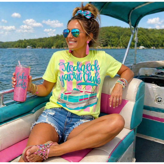 Preppy Red Neck Yacht Club Neon Lemon Comfort Colors Tee