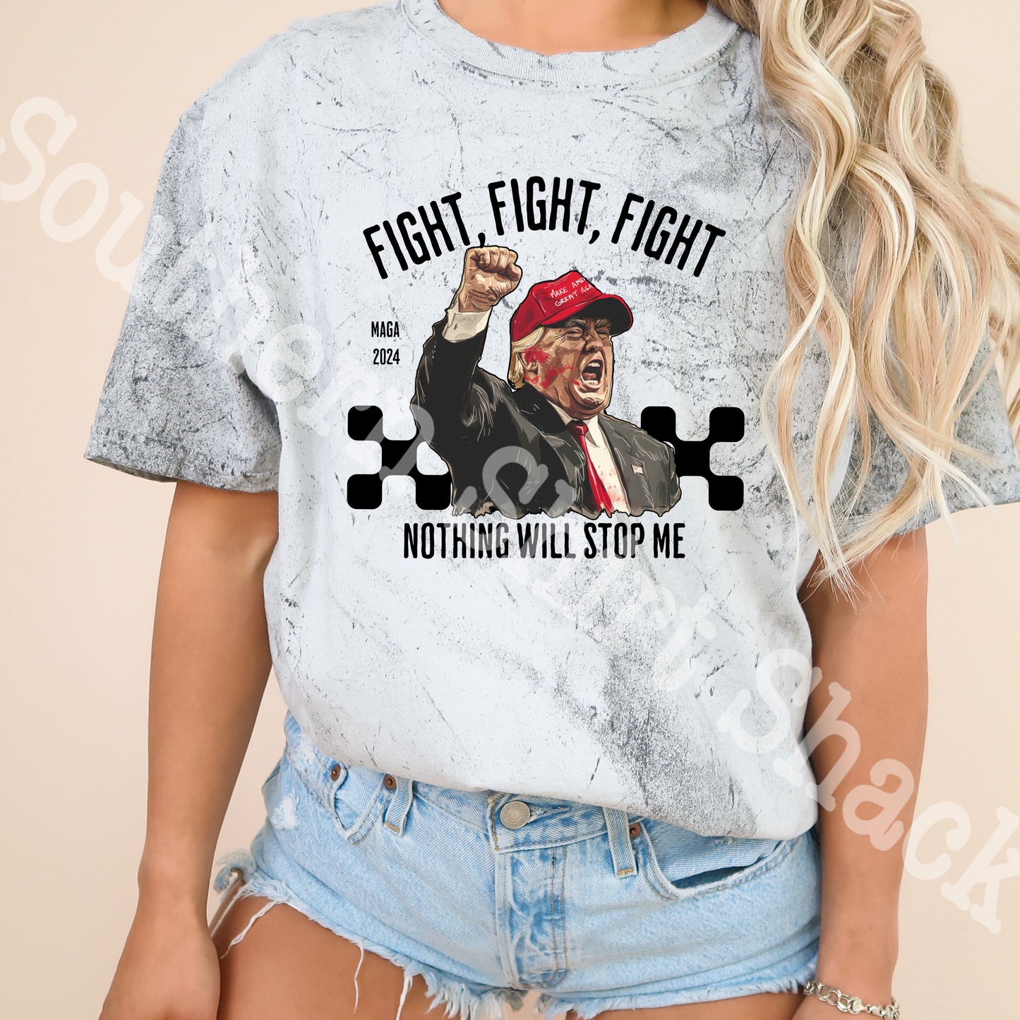 Trump FIGHT acid wash Comfort Colors Tee